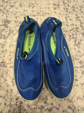 Speedo Kids Blue and Lime Water Shoes - Toggle Closure Swim Shoes